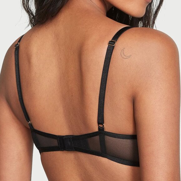 NWOT 36D Victoria’s Secret "Very Sexy", black lace & Patent Leather, Pushup bra - Picture 2 of 5